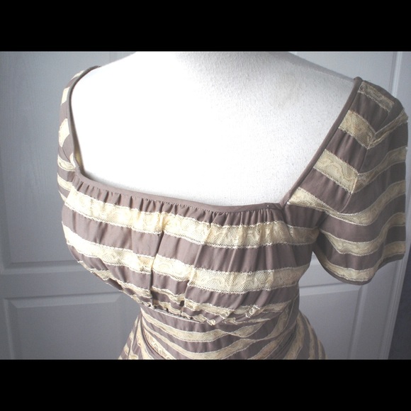 Vintage PAT PREMO Taupe Taffeta Lace Ribbon Dance Party Dress 26W - Picture 2 of 13